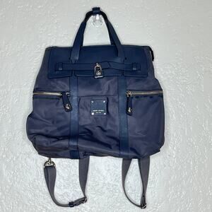 Henri Bendel Jetsetter Convertible Backpack Gray Gold Nylon